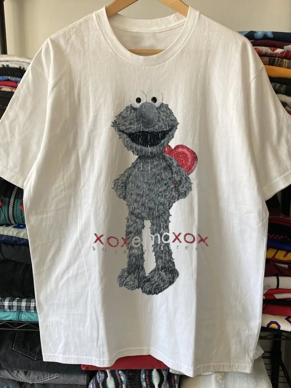 Rare Elmo Valentines Day Washed White Tee